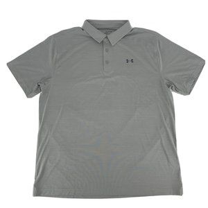 Men's Under Armour Loose HeatGear Scramble Short Sleeve Polo Shirt Gray‎ 2XL NWT